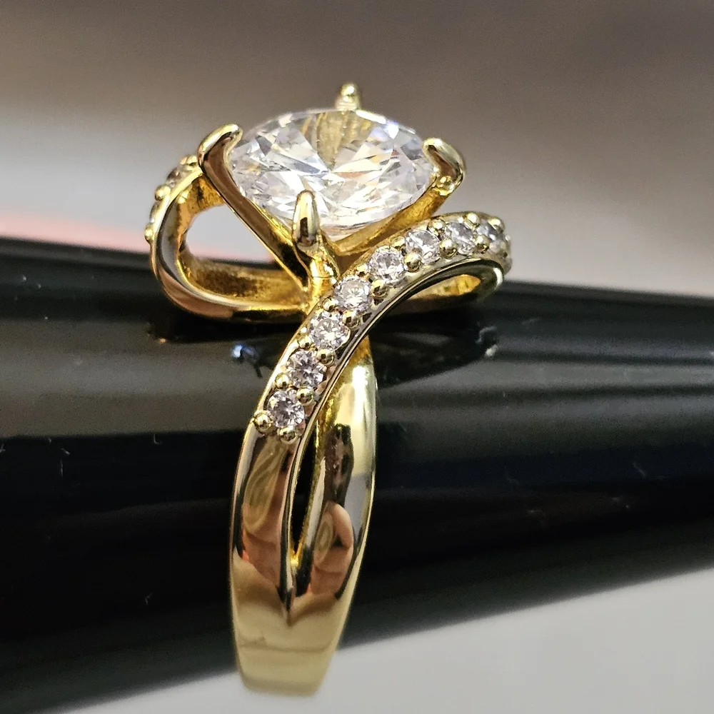 Charter Club Gold Plate Crystal Bypass Ring Size‎ 9